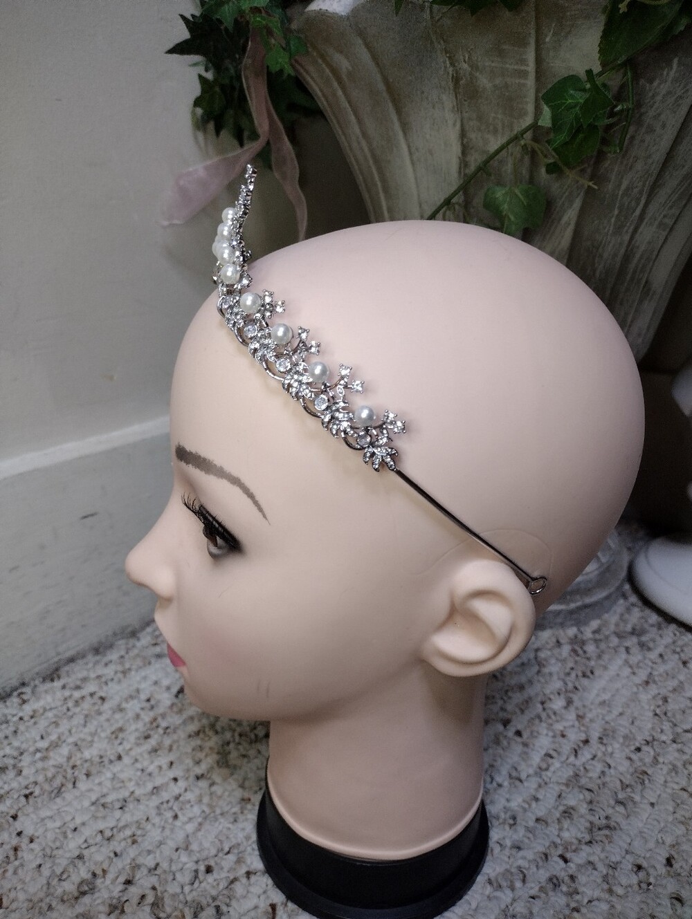 Believe By Brilliance Pearl & Cubic Zirconia Silver Plated Bridal Tiara - Picture 3 of 9